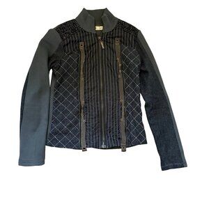 Hendi Zipper Sweater Cardigan Mixed Texture Size Med